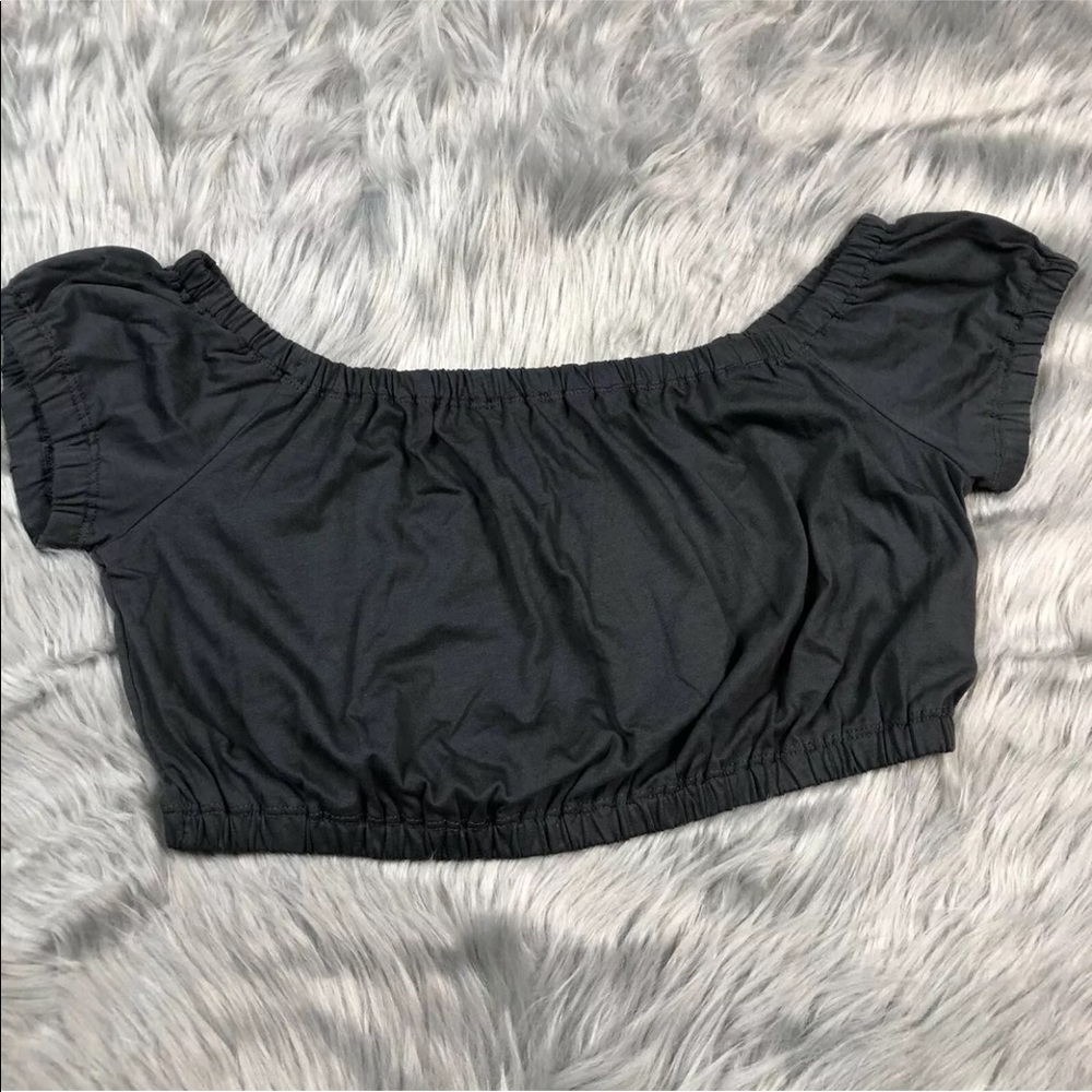 Wilfred Gray Off Shoulder Crop Top Size Large